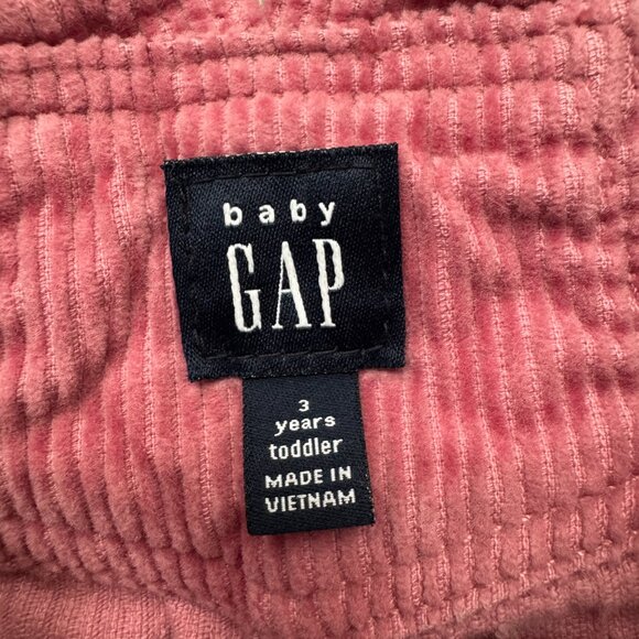 GAP Toddler Pink Corduroy Skirtall Dress 3T Adjustable Ruffle Straps Pockets - Picture 2 of 11